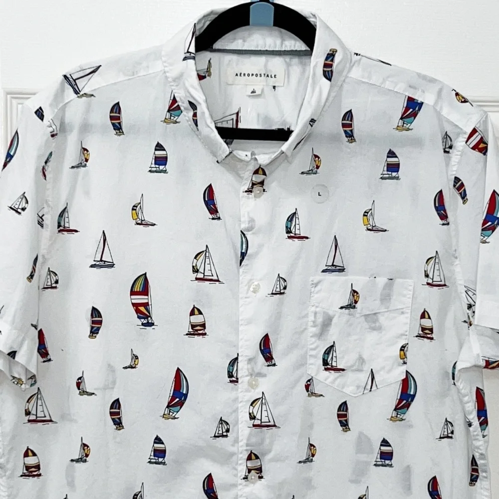 New Aeropostale - Cotton Blend Regular Fit White Men's Casual Size Large